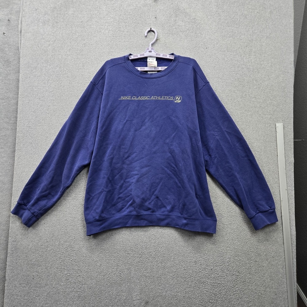 VINTAGE Nike Men Sweatshirt XXL Blue 90s Made USA Fleece Classic Athletic